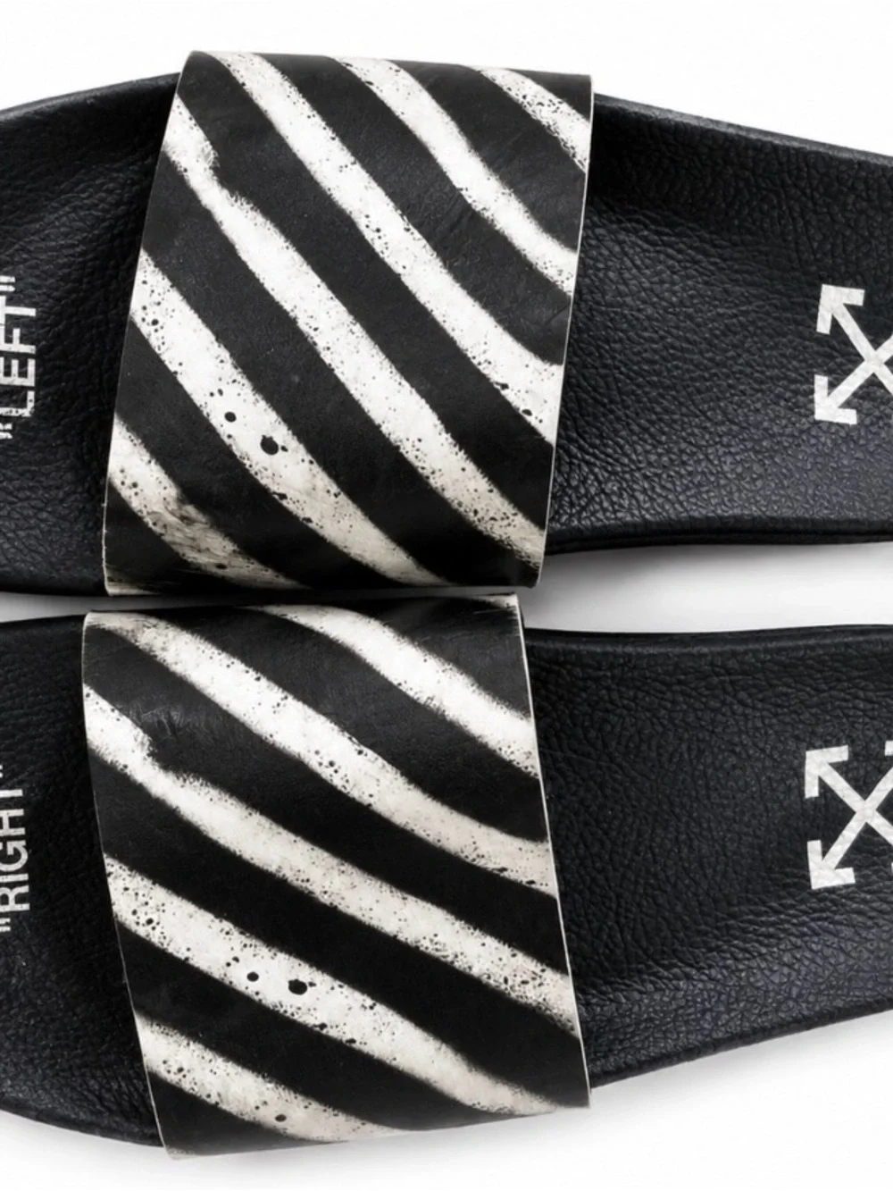 Off White Spray Stripes Slides Black White EU 42 9 us